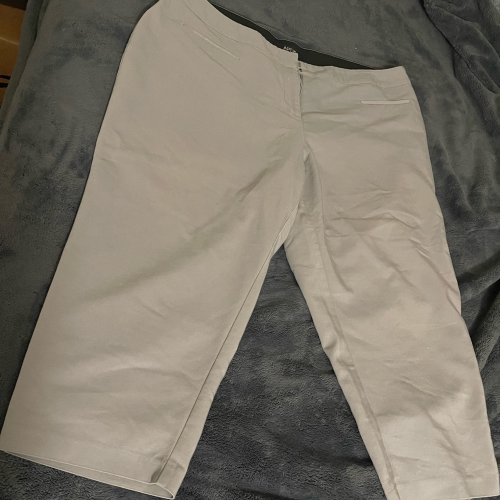 Capri, dressy, gray pants!